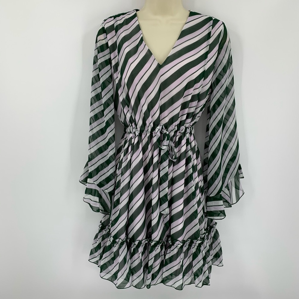 DVF Diane von Furstenberg Harlene Stripe Lavender fog green dress new XS 0 2